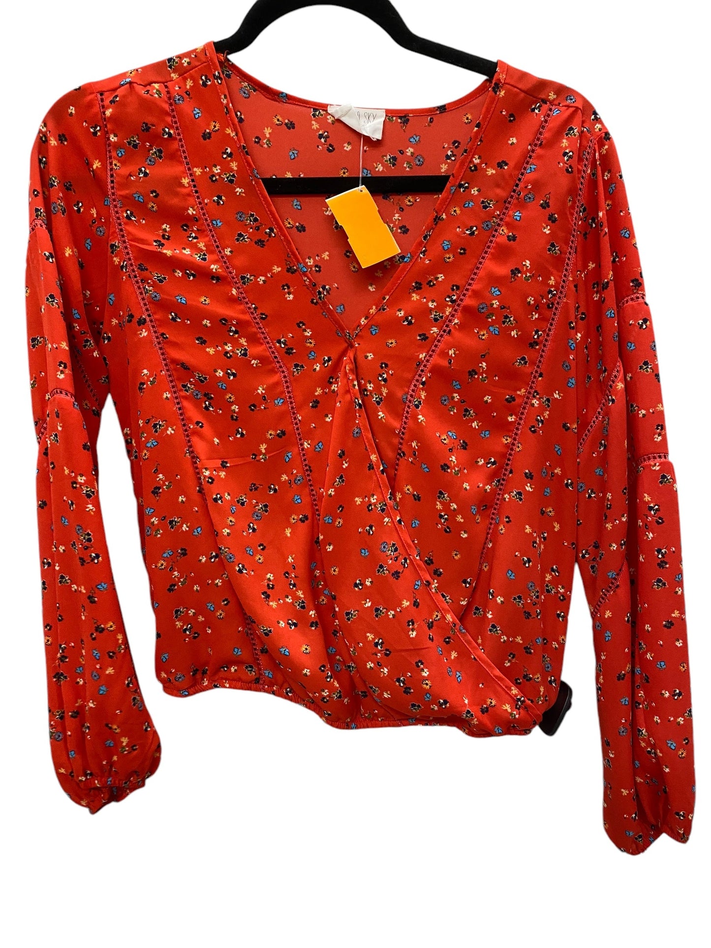 Top Long Sleeve By Sienna Sky In Red & White, Size: S