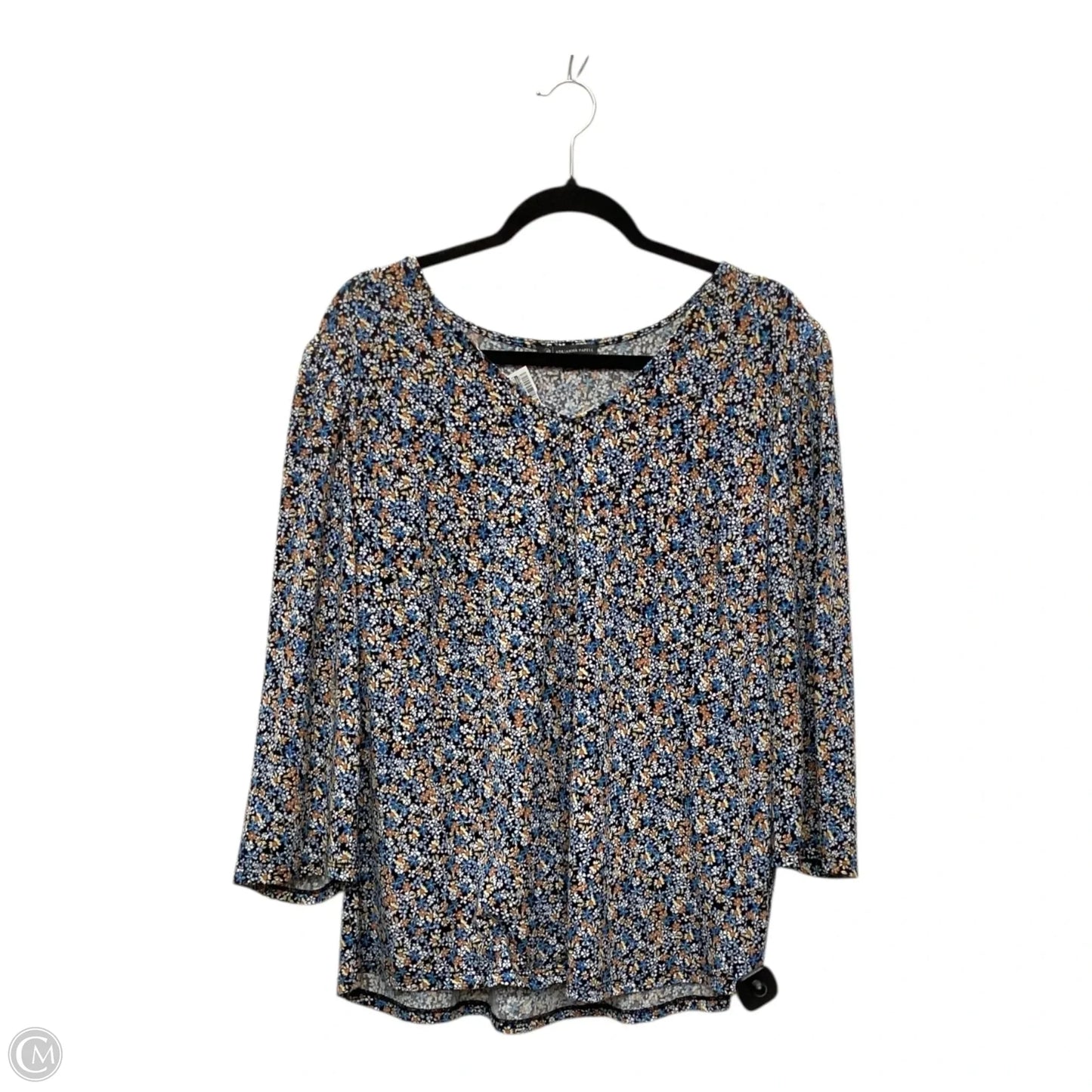 Top 3/4 Sleeve By Adrianna Papell In Floral Print, Size: 1x