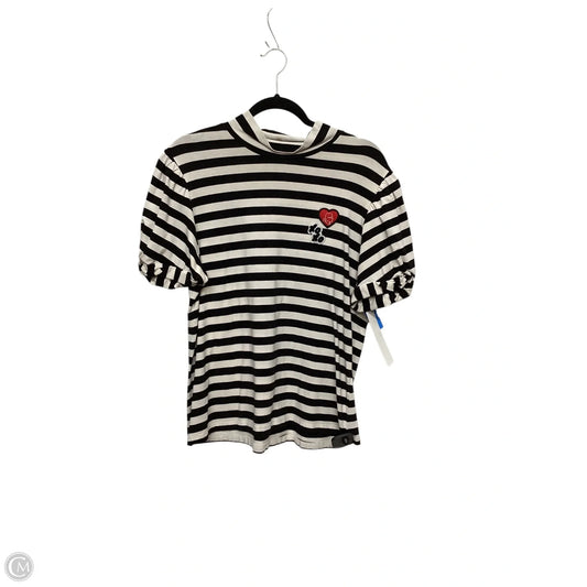 Top Short Sleeve Designer By Karl Lagerfeld In Striped Pattern, Size: L