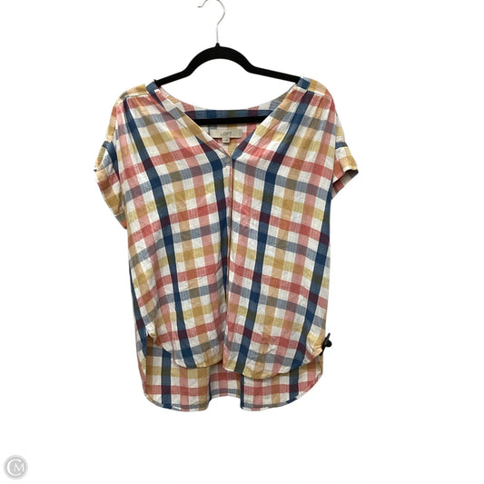 Top Short Sleeve By Loft In Multi-colored, Size: M
