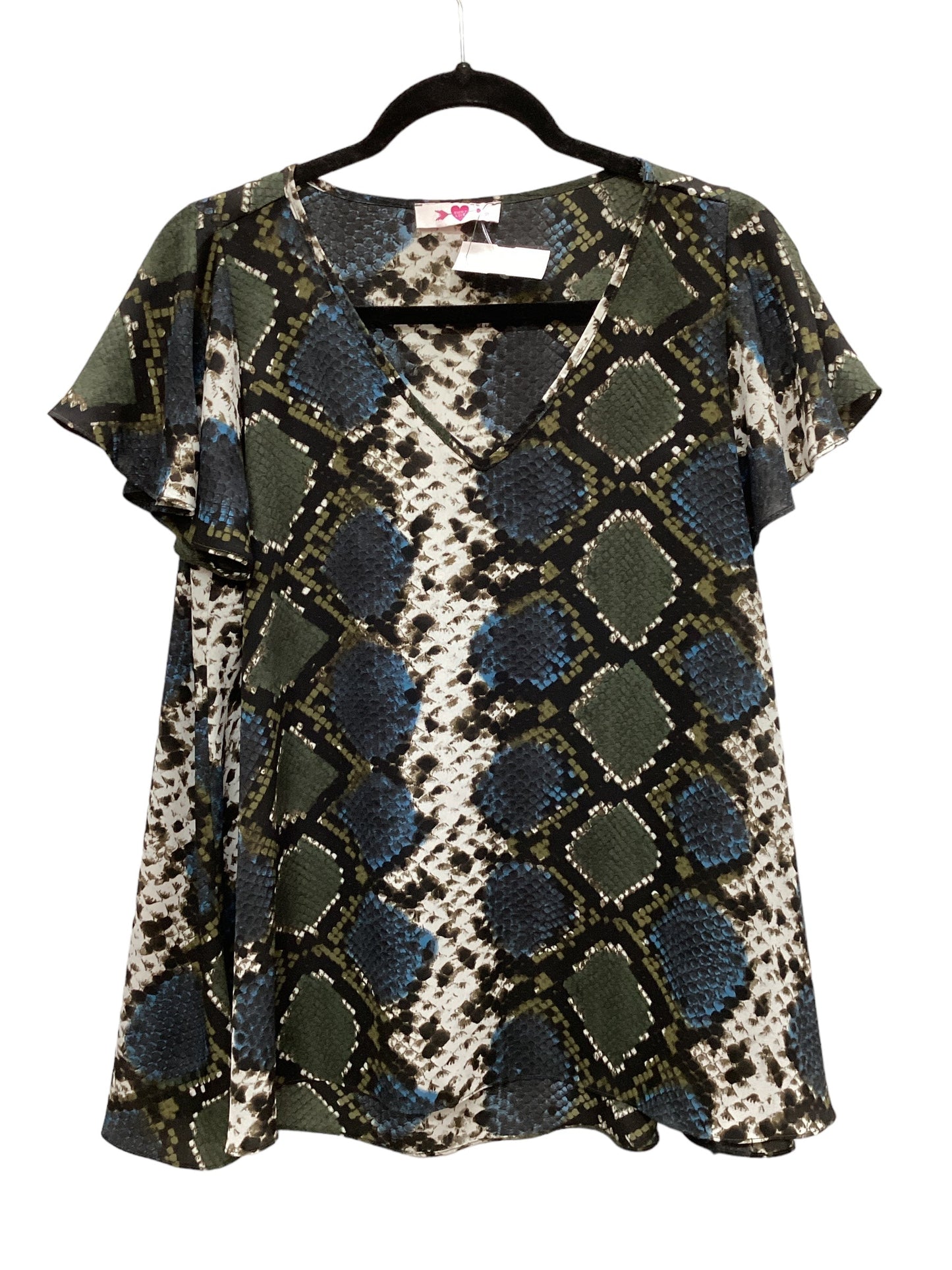 Snakeskin Print Top Short Sleeve Buddy Love, Size Xs