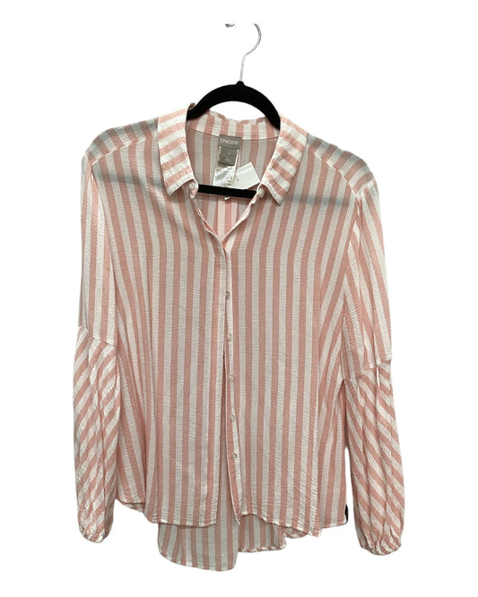 Top Long Sleeve By Chicos In Striped Pattern, Size: 2