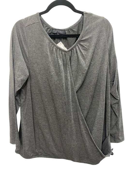 Top Long Sleeve By Eloquii In Grey, Size: 18