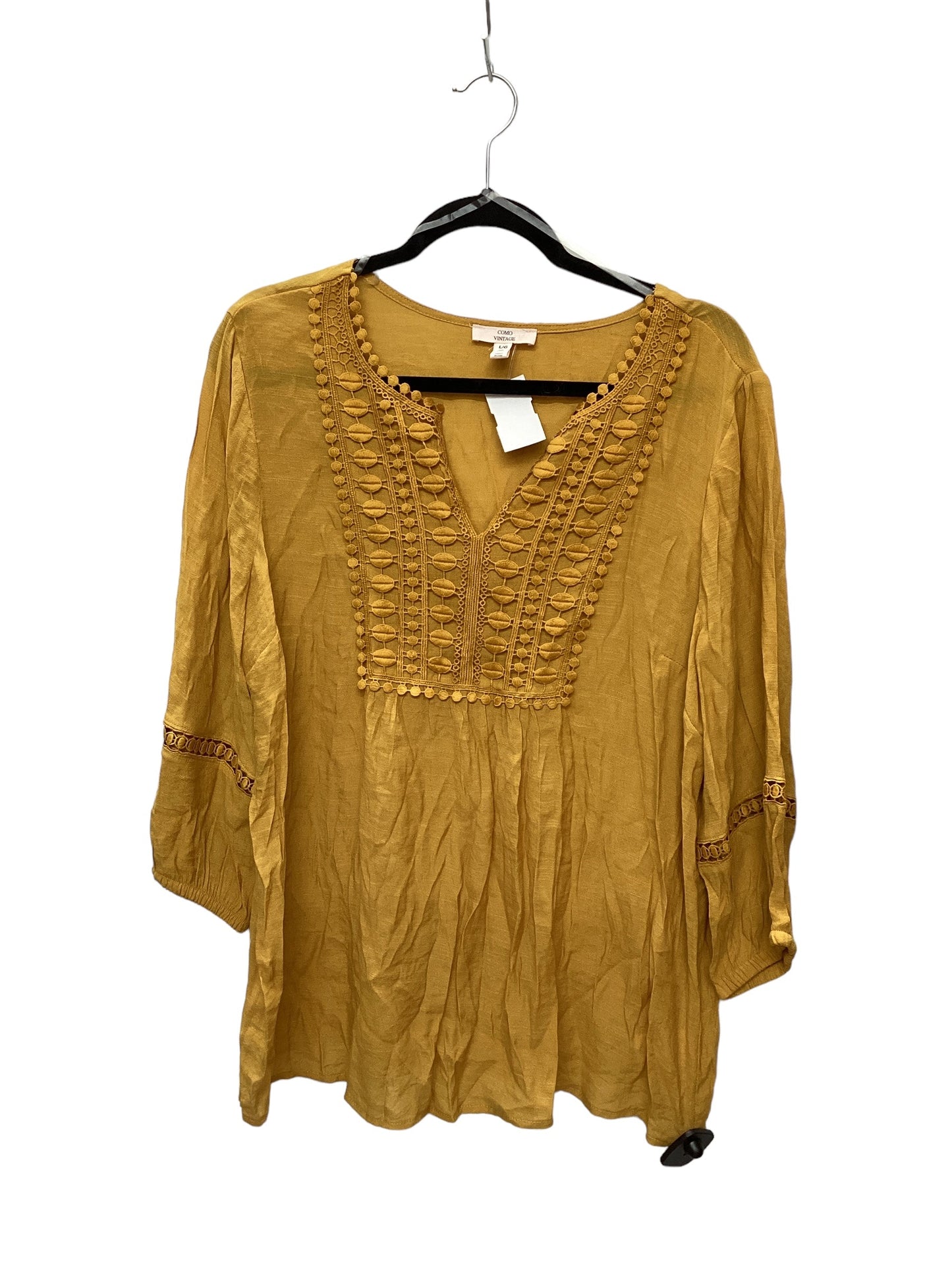 Top Long Sleeve By Como Vintage In Yellow, Size: L