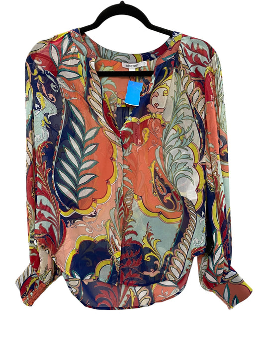 Top Long Sleeve By Chicos In Multi-colored, Size: S