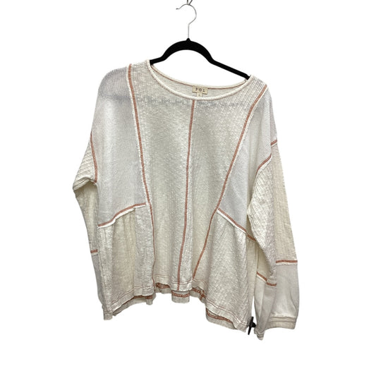 Top Long Sleeve By Pol In White, Size: L