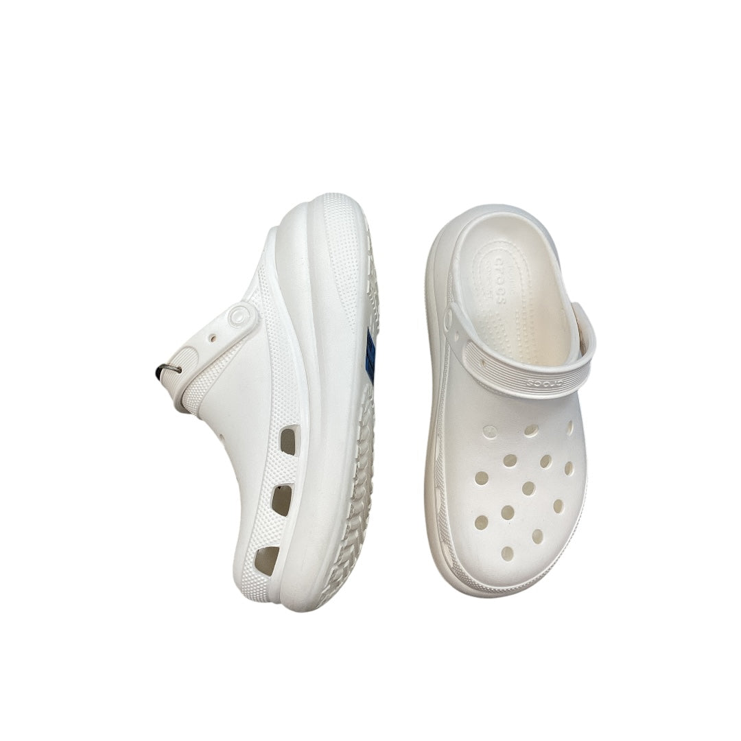 Sandals Heels Wedge By Crocs In White, Size: 10