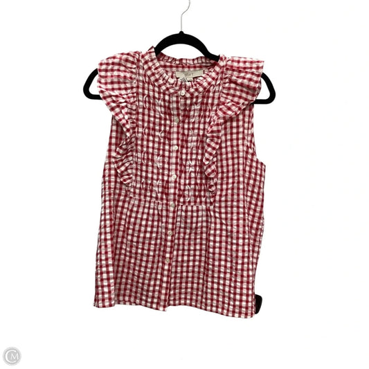 Top Sleeveless By Loft In Red & White, Size: S