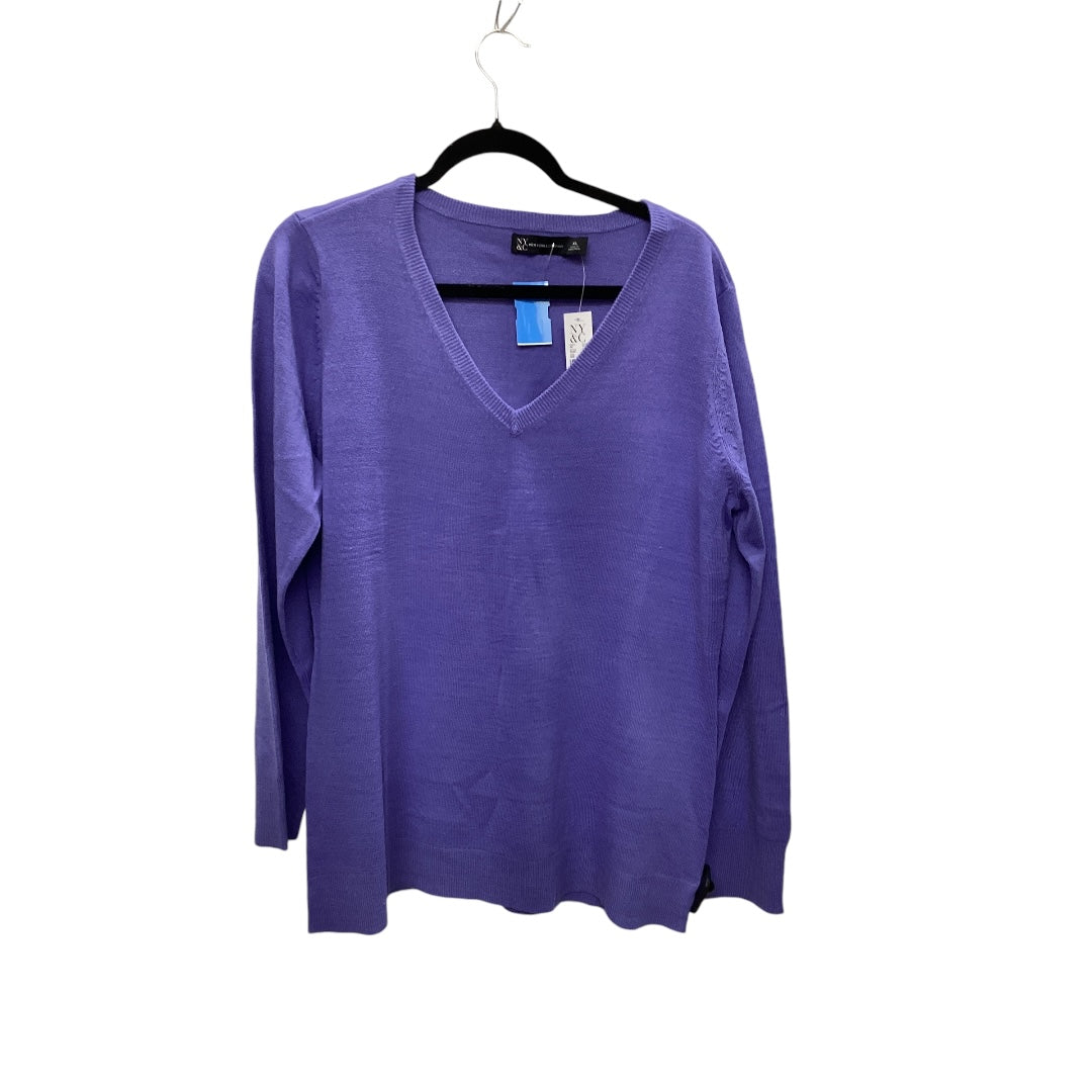 Top Long Sleeve Basic By New York And Co In Purple, Size: Xl