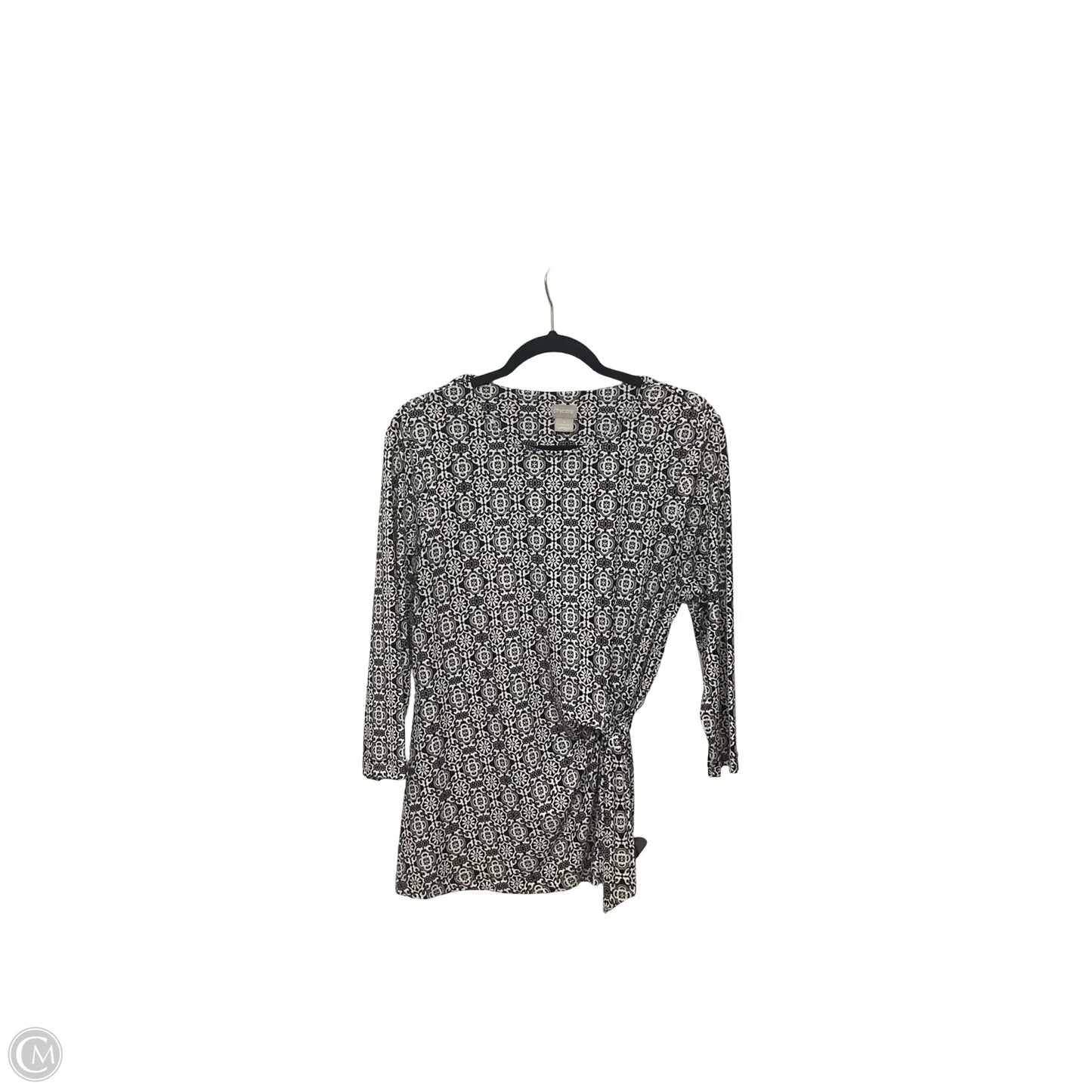 Blouse 3/4 Sleeve By Chicos In Black & White, Size: M