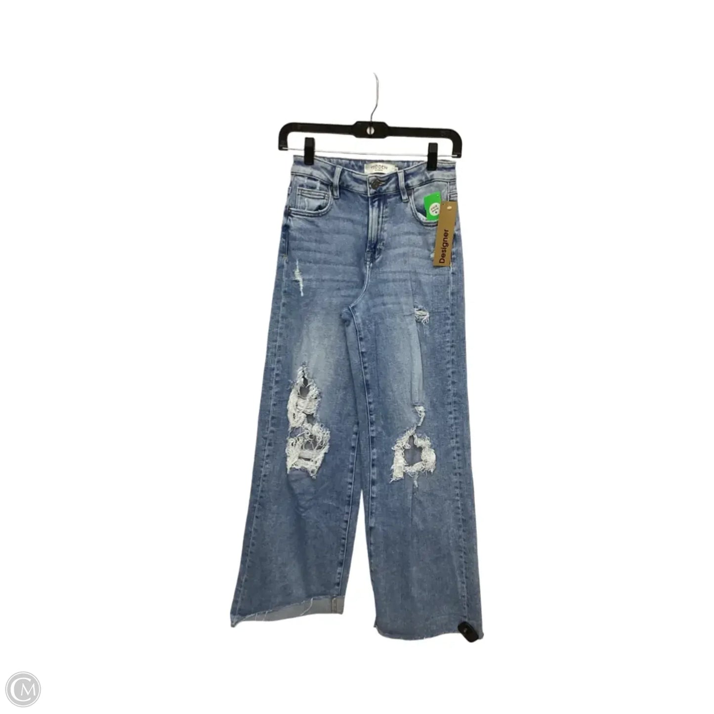 Designer Pants Wide Leg By Hidden In Blue Denim, Size: 0