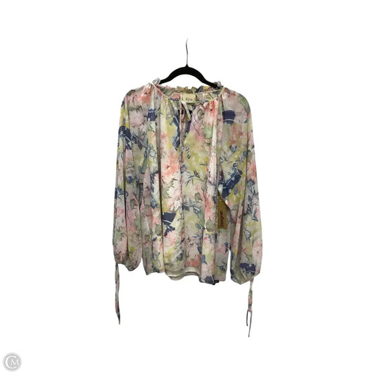 Designer Blouse Long Sleeve By Elie Tahari In Floral Print, Size: 1x