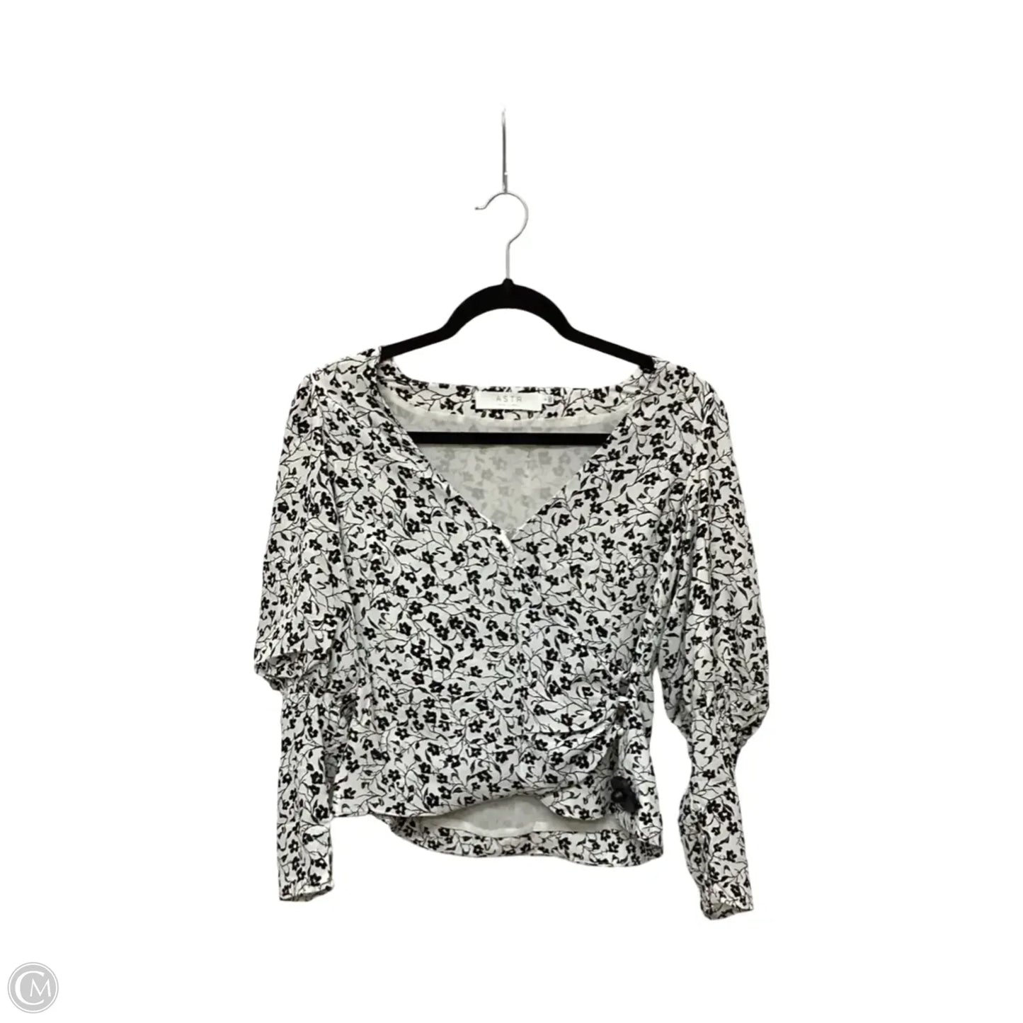Designer Blouse 3/4 Sleeve By Astr The Label In Black & White, Size: S
