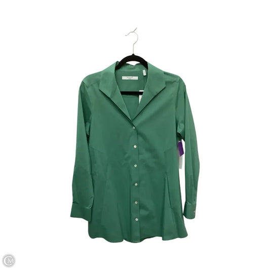 Blouse Long Sleeve By Foxcroft In Green, Size: 8