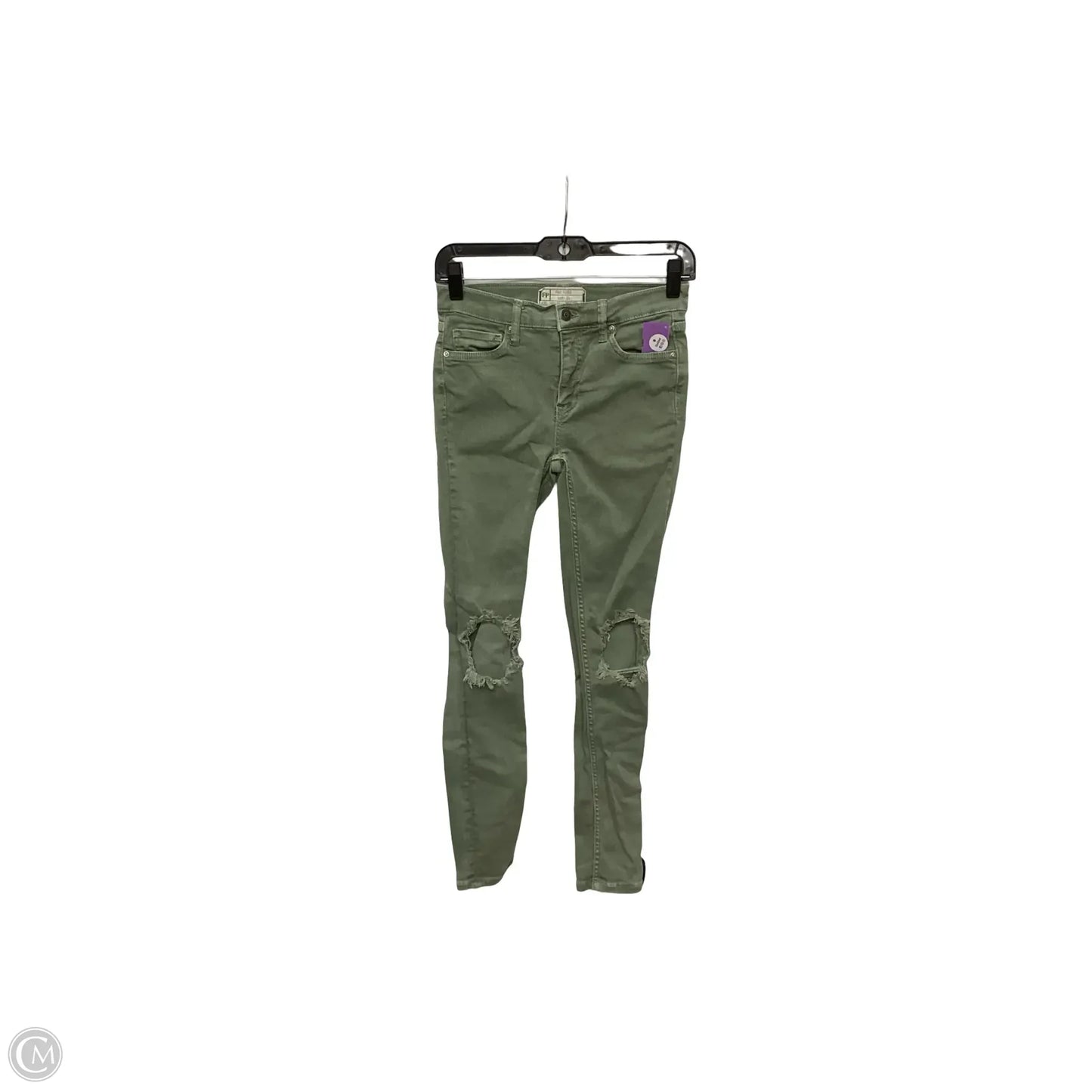 Jeans Skinny By Free People In Green Denim, Size: 2