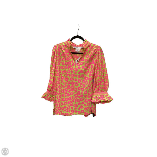 Designer Blouse Short Sleeve By Gretchen Scott In Green & Pink, Size: Xl