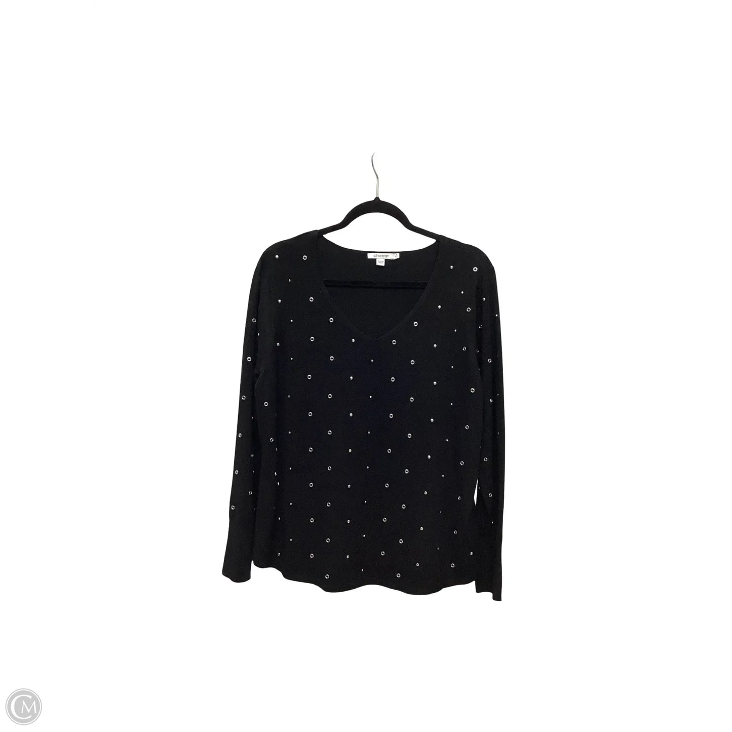 Blouse Long Sleeve By Chicos In Black, Size: L