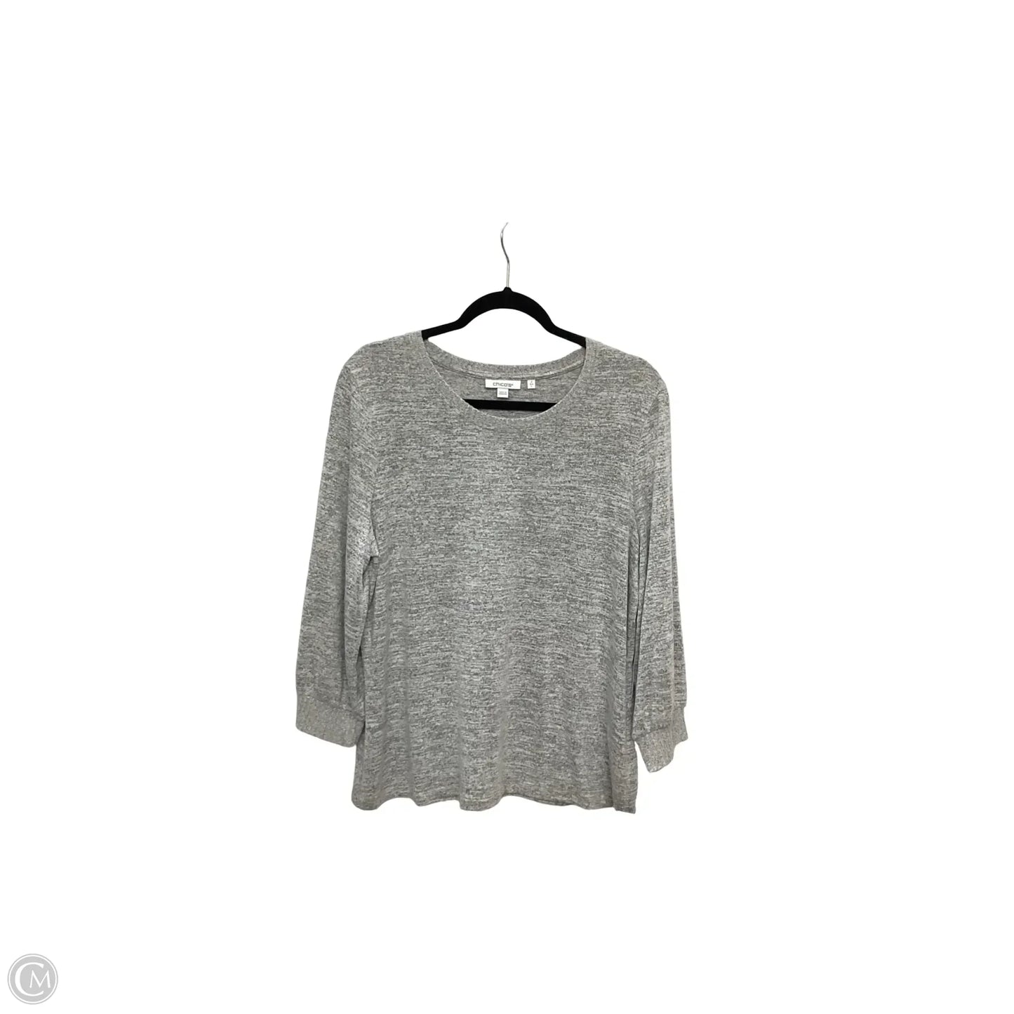 Blouse Long Sleeve By Chicos In Grey, Size: L
