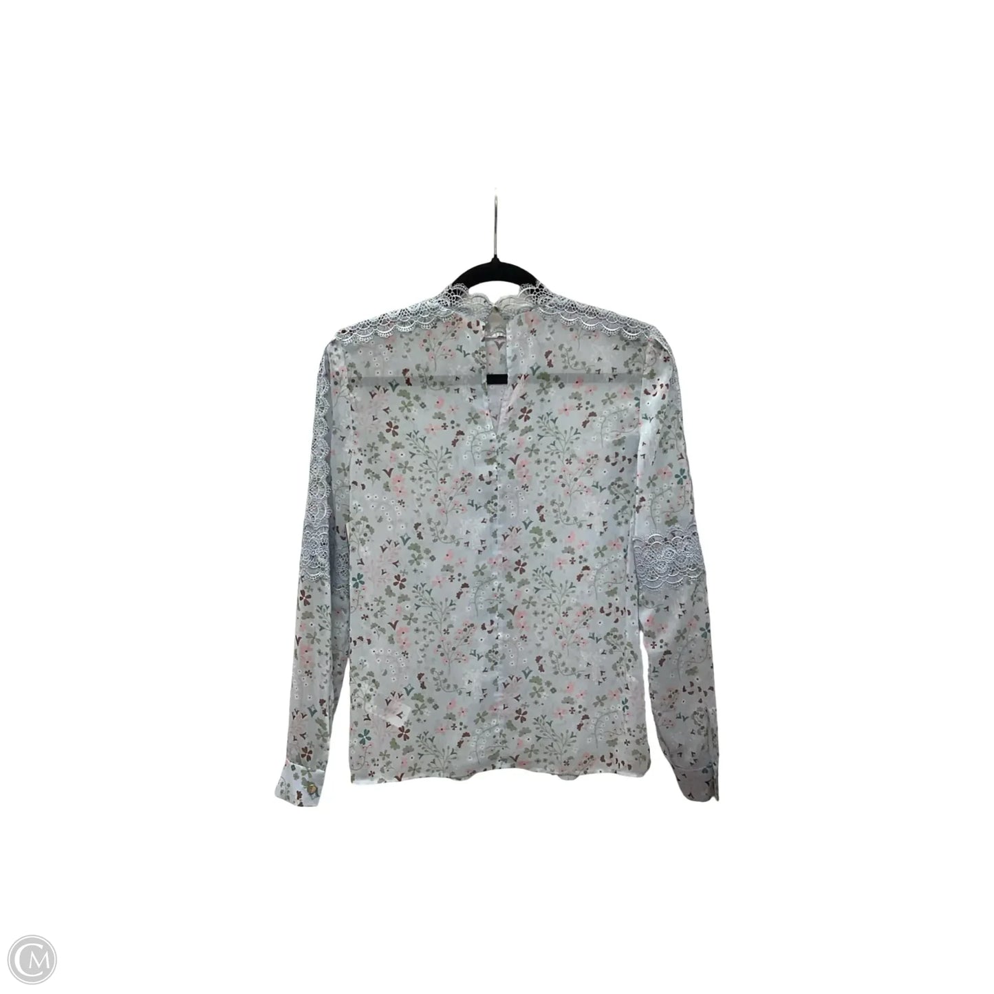 Designer Blouse Long Sleeve By Ted Baker In Blue, Size: 0