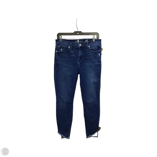 Designer Jeans Cropped By 7 For All Mankind In Blue Denim, Size: 6