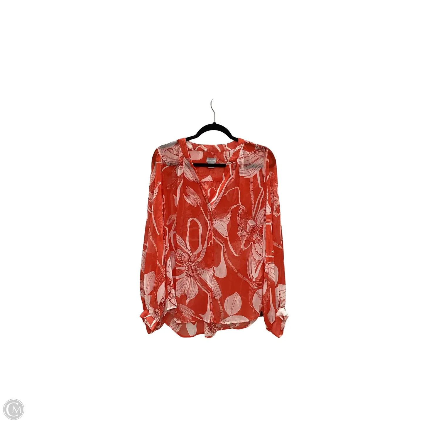 Blouse Long Sleeve By Chicos In Orange, Size: 2
