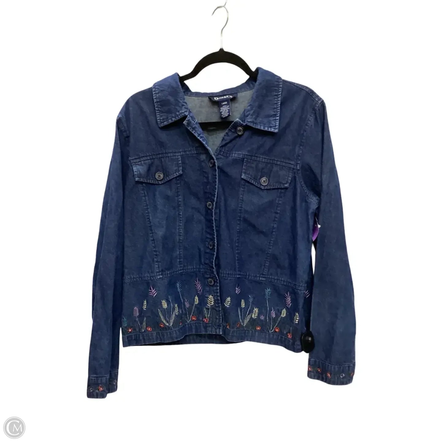 Jacket Denim By Denim And Company In Blue Denim, Size: L