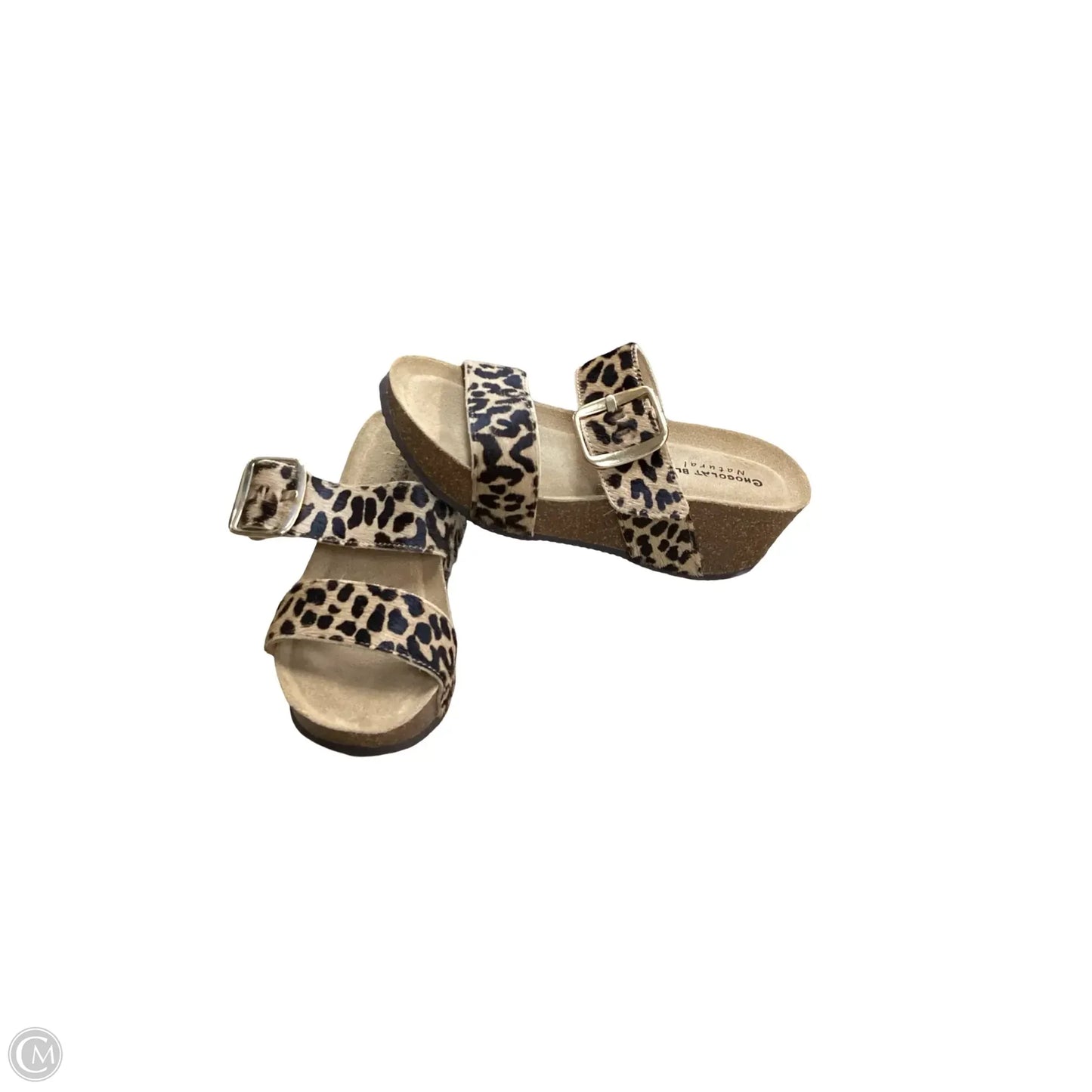 Sandals Heels Wedge By Clothes Mentor In Animal Print, Size: 7.5