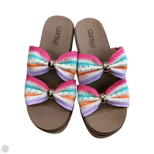 Sandals Heels Wedge By Corkys In Multi-colored, Size: 10