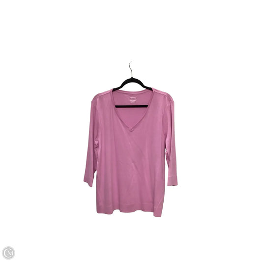 Top 3/4 Sleeve By Chicos In Pink, Size: Xl