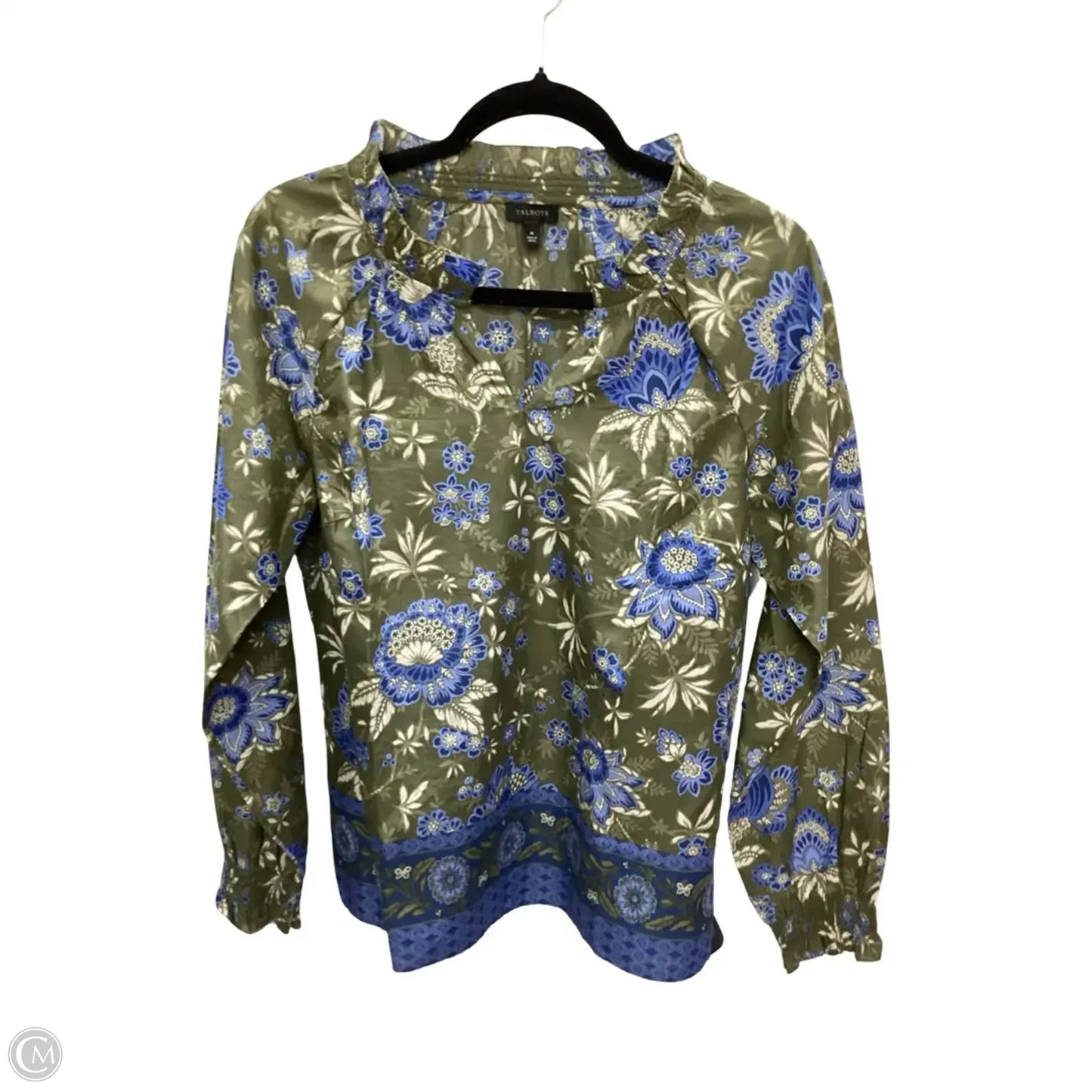 Blouse Long Sleeve By Talbots In Blue & Green, Size: M