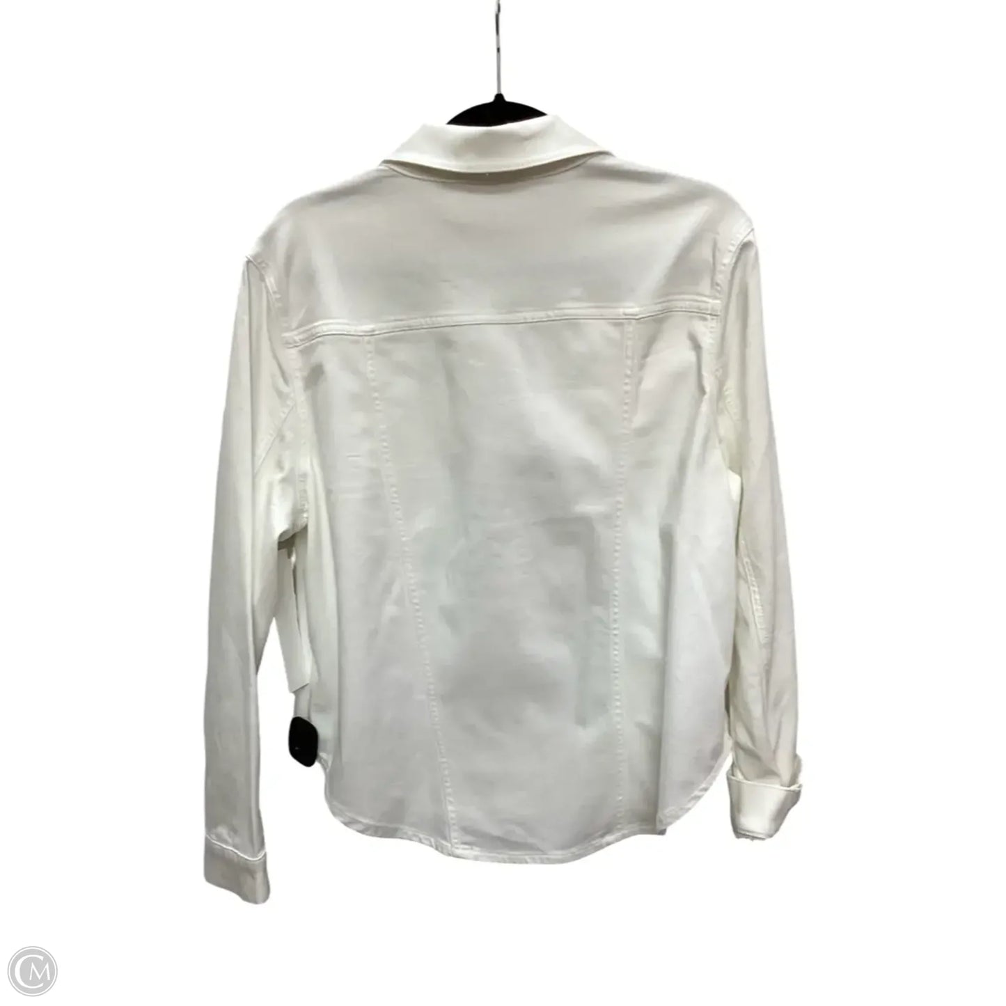 Jacket Denim By Chicos In White Denim, Size: L