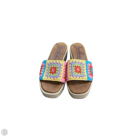 Sandals Heels Wedge By Zodiac In Multi-colored, Size: 10