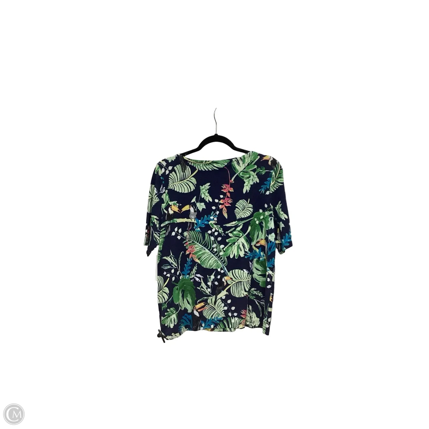 Blouse Short Sleeve By Chicos In Tropical Print, Size: L