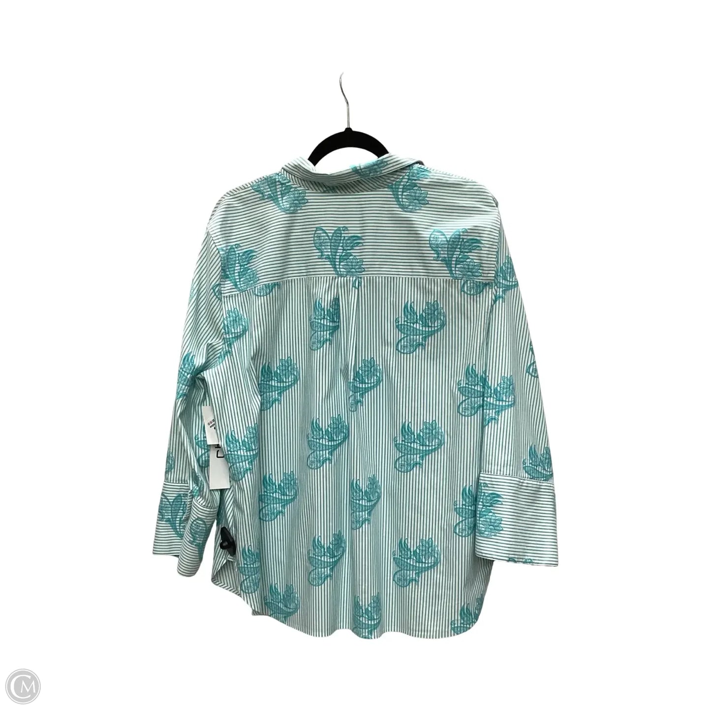 Blouse Long Sleeve By Chicos In Teal, Size: Xl