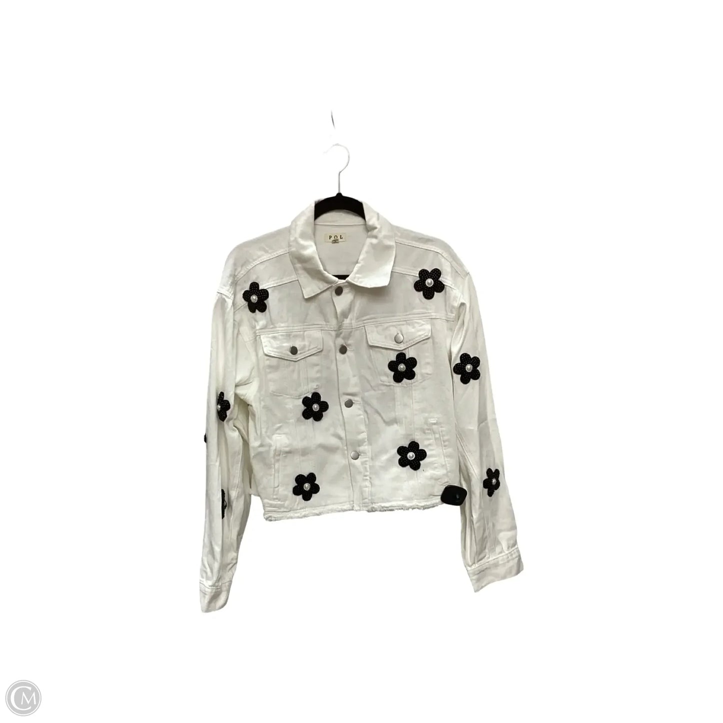 Jacket Denim By Pol In White Denim, Size: L