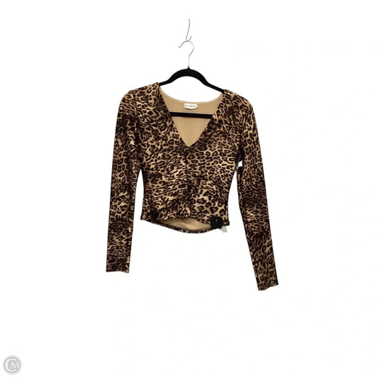 Designer Top Long Sleeve By Good American In Animal Print, Size: M