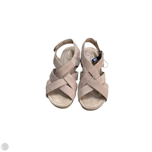 Sandals Heels Wedge By Clarks In Tan, Size: 9
