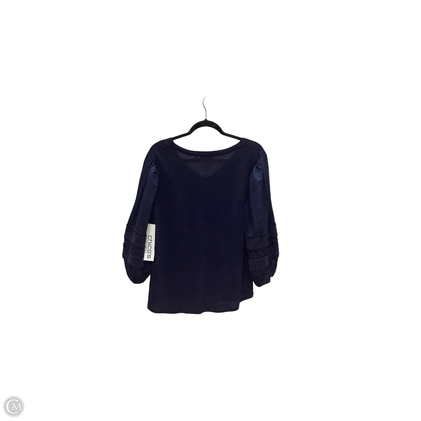 Blouse Short Sleeve By Chicos In Navy, Size: 2