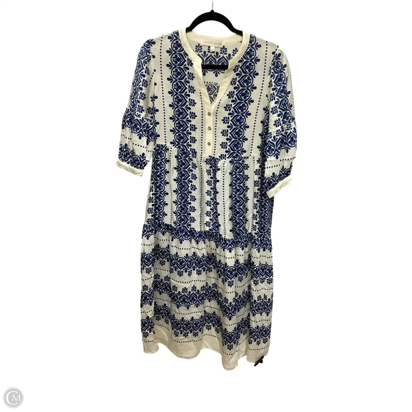 Dress Casual Maxi By Figuero & Flower In Blue & White, Size: S