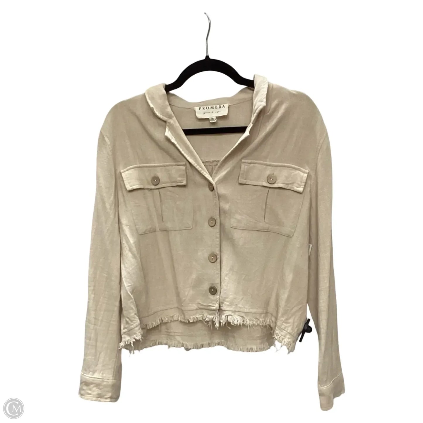 Jacket Shirt By Promesa In Tan, Size: S