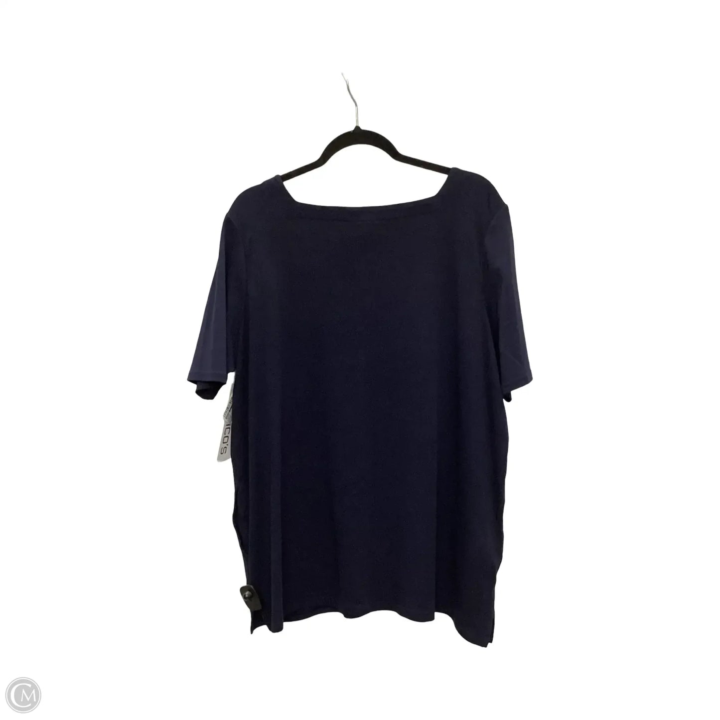Blouse Short Sleeve By Chicos In Navy, Size: Xl