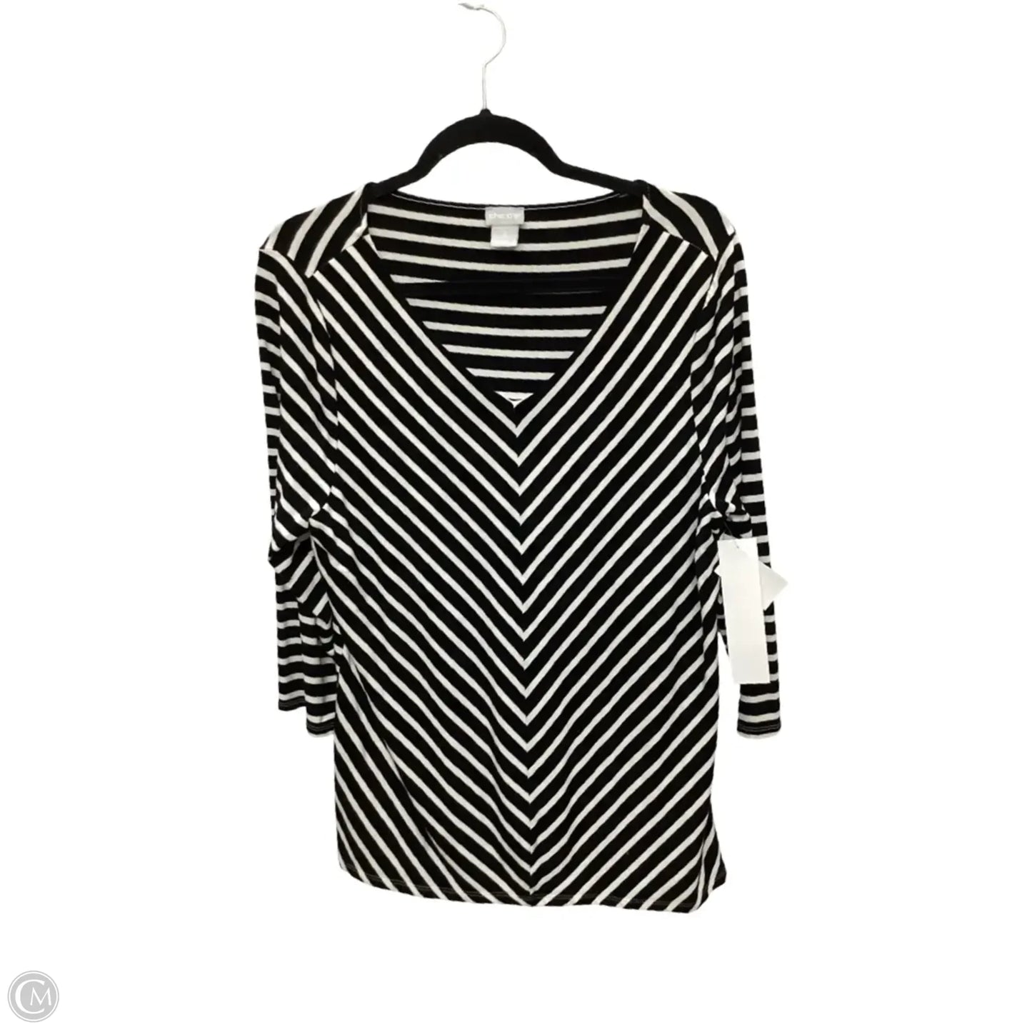 Blouse 3/4 Sleeve By Chicos In Striped Pattern, Size: 2