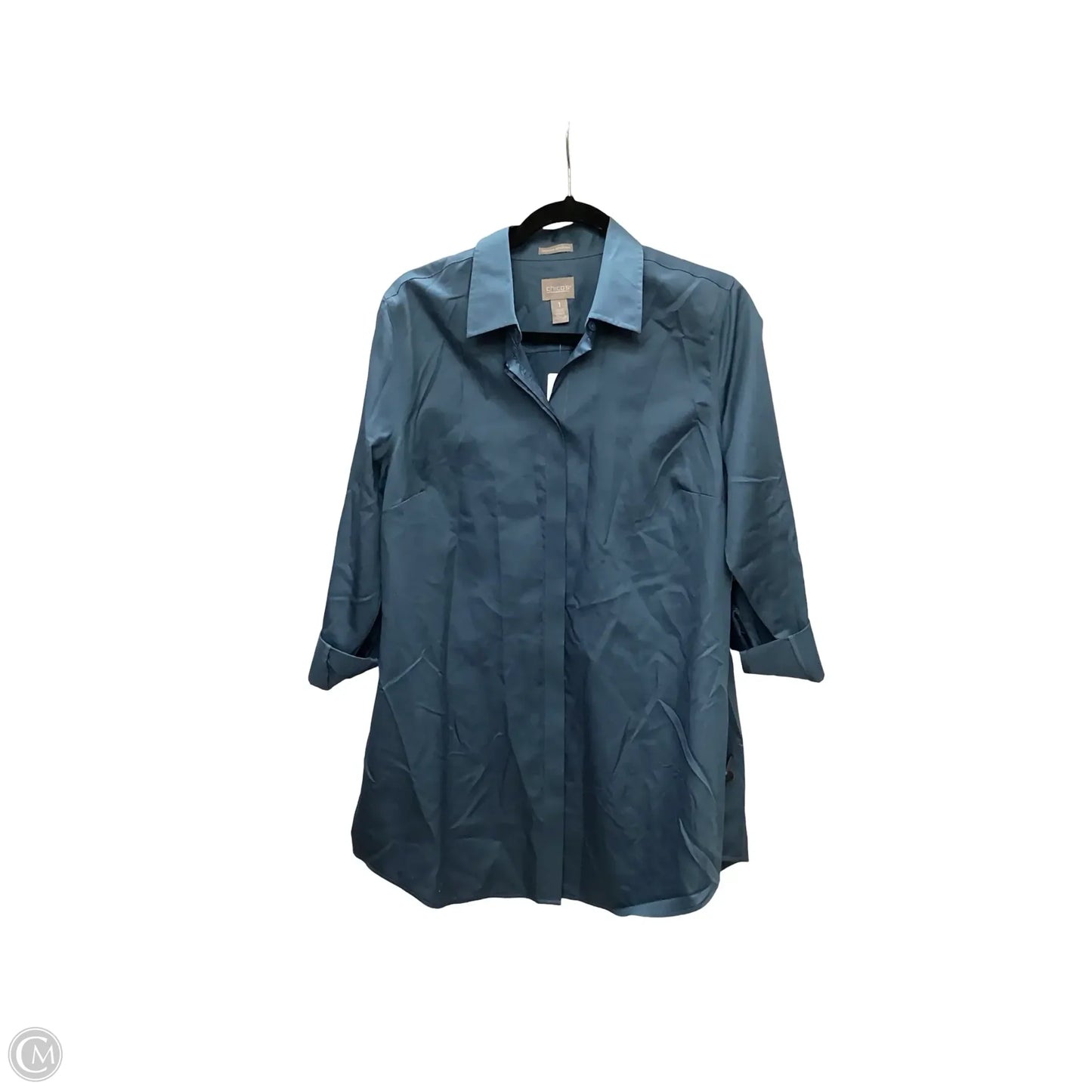 Blouse 3/4 Sleeve By Chicos In Blue, Size: M