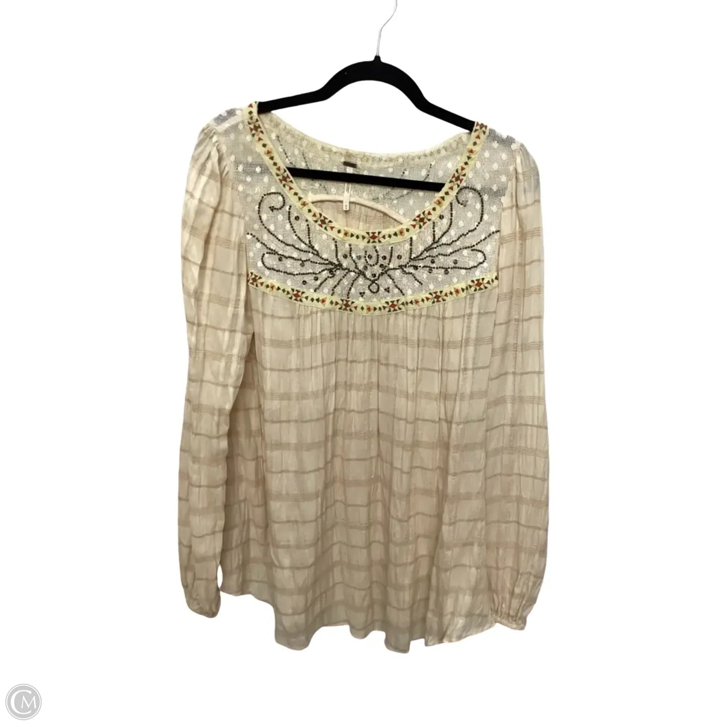 Blouse 3/4 Sleeve By Free People In Tan, Size: M