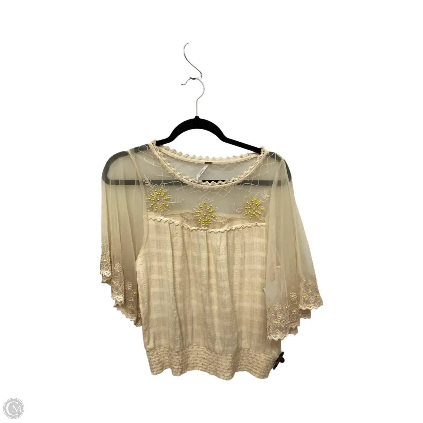 Blouse 3/4 Sleeve By Free People In Tan, Size: S
