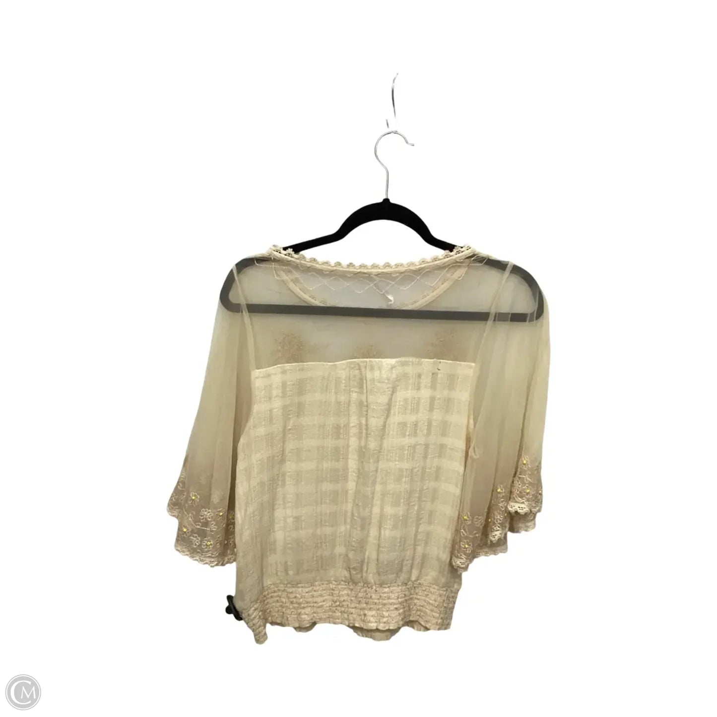 Blouse 3/4 Sleeve By Free People In Tan, Size: S