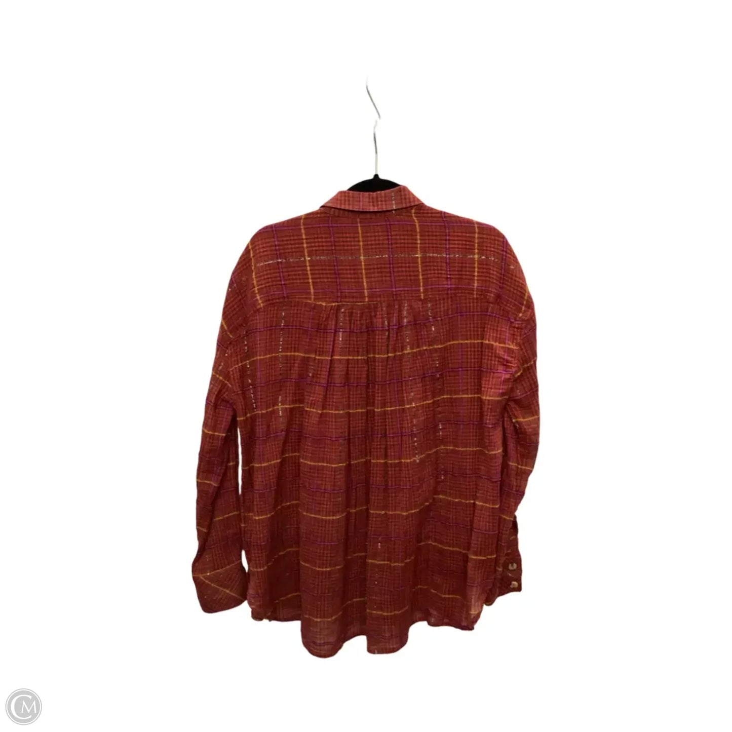 Blouse Long Sleeve By Free People In Plaid Pattern, Size: Xs