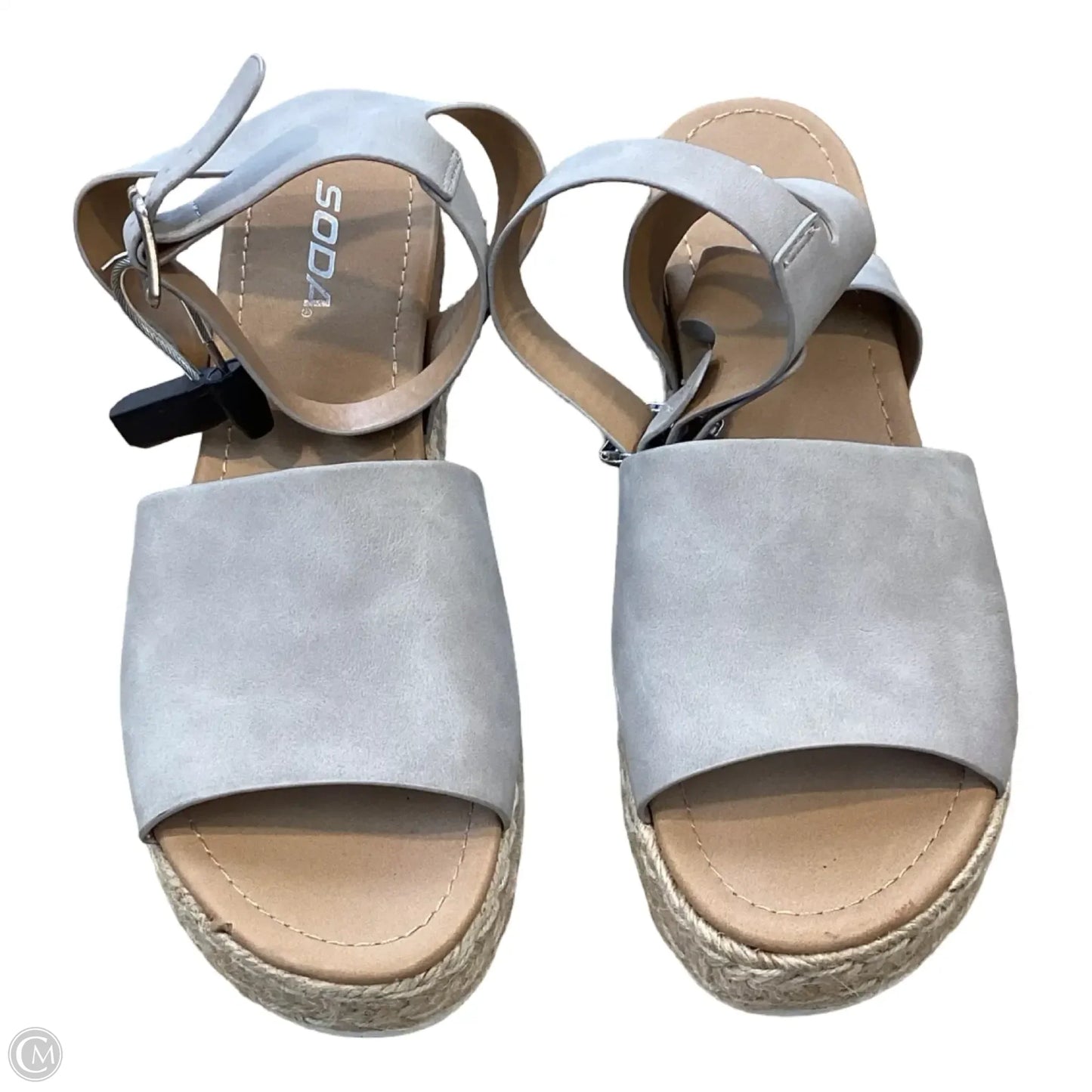 Sandals Heels Platform By Soda In Grey, Size: 10