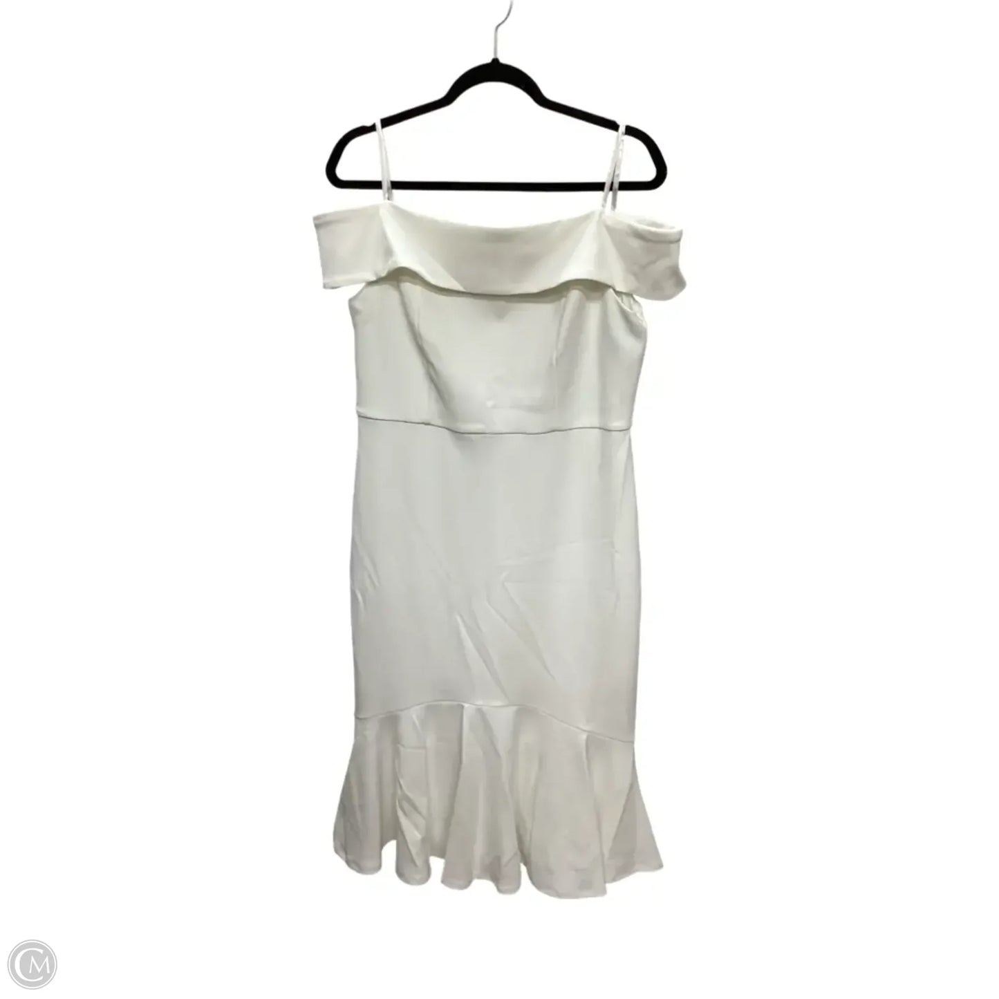 Designer Dress Party Midi By Marina In White, Size: 14