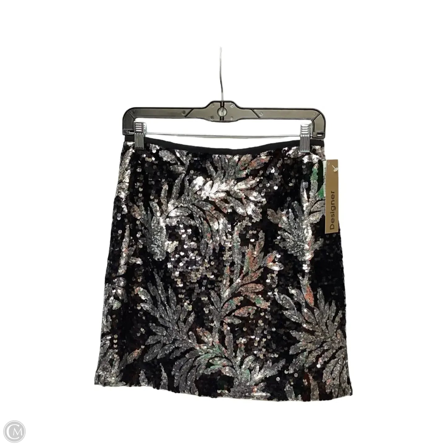 Designer Skirt Mini & Short By Walter Baker In Black & Silver, Size: 10